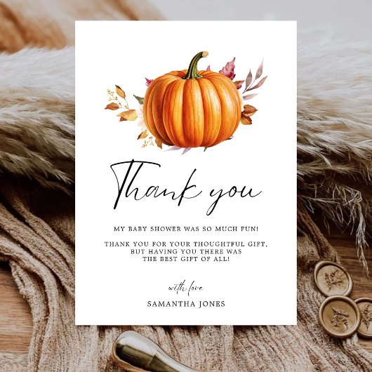 フローラモダン秋ベビーシャワー サンキューカード