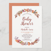 フローラモダン秋ボーイベビーシャワー招待状 招待状 (正面/裏面)