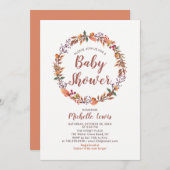 フローラモダン秋ボーイベビーシャワー招待状 招待状 (正面/裏面)