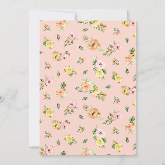 フローラモダン秋w赤面イエローピーチバラリーフ 招待状 (裏面)