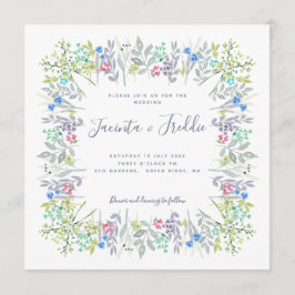 フローラモダン素朴なボホの水結婚色 招待状