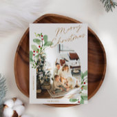 フローラモダン素朴写真クリスマス シーズンカード