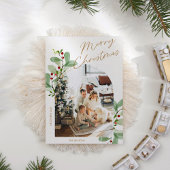 フローラモダン素朴写真クリスマス シーズンカード