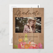 フローラモダン素朴写真卒業 ポストカード (正面/裏面)