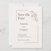 フローラモダン結婚式の日付の保存 招待状 (正面)