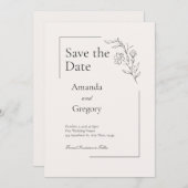 フローラモダン結婚式の日付の保存 招待状 (正面/裏面)