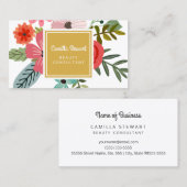 フローラモダン美しいコンサルタント赤ピンク色の花 名刺 (正面/裏面)