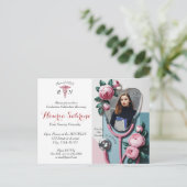 フローラモダン聴診器の卒業式への招待 ポストカード (スタンド正面)