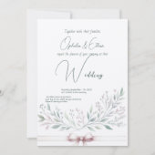 フローラモダン色結婚タイポグラフィ 招待状 (正面)