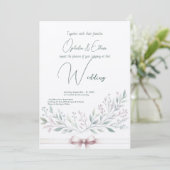 フローラモダン色結婚タイポグラフィ 招待状 (スタンド正面)