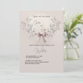 フローラモダン色結婚タイポグラフィ 招待状 (スタンド正面)