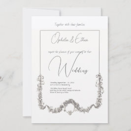 フローラモダン色結婚タイポグラフィ 招待状