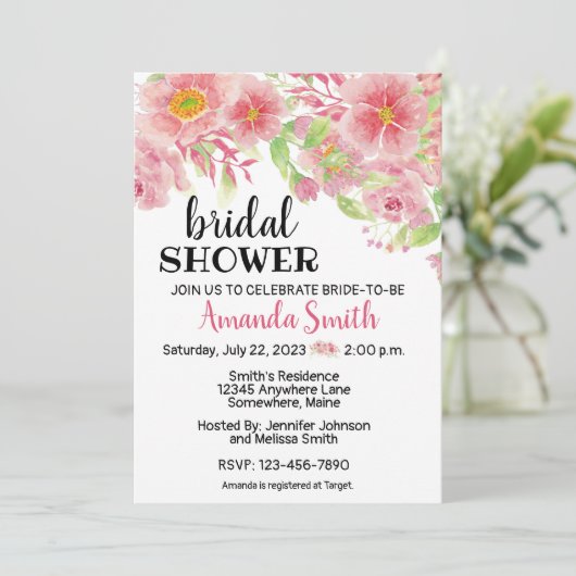 フローラモダン花花花婚式シャワー招待状 招待状 (スタンド正面)