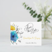 フローラモダン花qrコード非フォトブルー 案内ポストカード (スタンド正面)