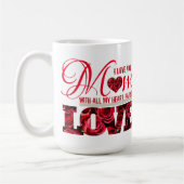 フローラモダン赤いハート愛ママ母の日 コーヒーマグカップ (左)