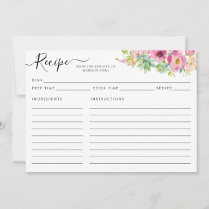 フローラモダン赤面ピンク多肉性レシピカード