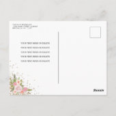 フローラモダン赤面ピンク金ゴールドティアラキンセアニラ ポストカード (裏面)