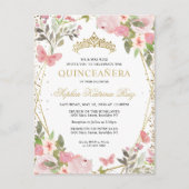 フローラモダン赤面ピンク金ゴールドティアラキンセアニラ ポストカード (正面)