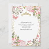 フローラモダン赤面ピンク金ゴールドティアラキンセアニラ 招待状 (裏面)