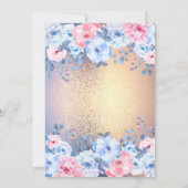 フローラモダン金ゴールドグリッター90誕生日 招待状 (裏面)