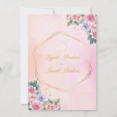 フローラモダン金ゴールドフレームイスラム結婚教徒 招待状 (裏面)