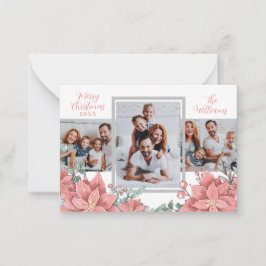 フローラモダン3フォトコラージュメリークリスマスカード ノートカード