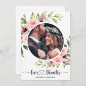 フローラモダン・エレガント・ウエディング・ザンキュー・フォトカード サンキューカード (正面/裏面)