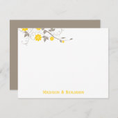 フローラモダン·サンキュー·メモ-マスタード ノートカード (正面/裏面)