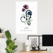 フローラモダン〔占星術の〕十二宮図スターサインレオのポスター ポスター (ホームオフィス)