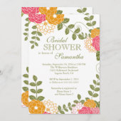 フローラモダン《植物》百日草&メンズフラワーブライダルシャワー 招待状 (正面/裏面)