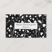 フローラモダンQR名刺の白黒 名刺 (正面)