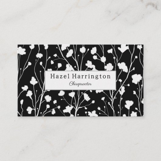 フローラモダンQR名刺の白黒 名刺 (正面)