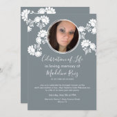 フローラモチーフお祝いのライフフォト招待状 招待状 (正面/裏面)