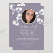 フローラモチーフお祝いのライフフォト 招待状 (正面/裏面)
