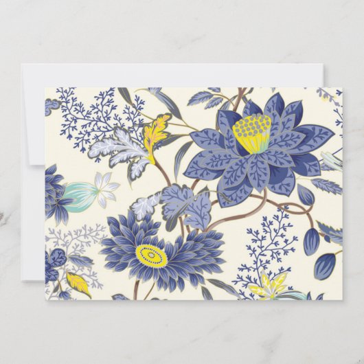 フローラモチーフの黄色と青の招待状 招待状