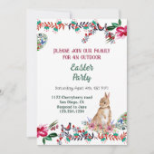 フローラモチーフ卵の水の色の緑のイースターバニー 招待状 (正面)