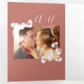 フローラモチーフ植物性サケ結婚のクラフト 三つ折りカード (内部最初)