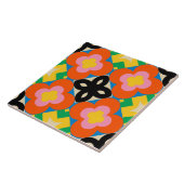 フローラモチーフ装飾セラミックタイル – 6"x6" タイル (側面)