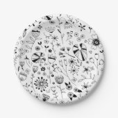 フローラモノクロラインアート ペーパープレート (正面)
