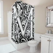 フローラモノグラムのアルファベットMクラシック文字 シャワーカーテン (インサイチュ)