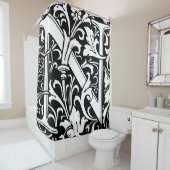 フローラモノグラムのアルファベットNクラシック文字 シャワーカーテン (インサイチュ)