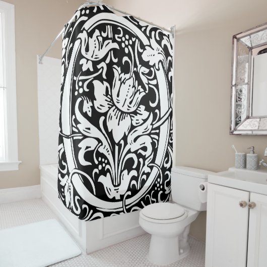 フローラモノグラムのアルファベットOクラシック文字 シャワーカーテン (インサイチュ)