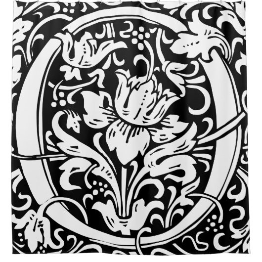 フローラモノグラムのアルファベットOクラシック文字 シャワーカーテン (正面)