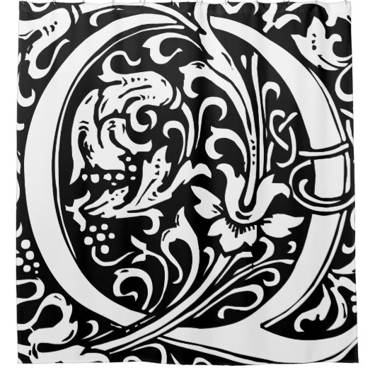 フローラモノグラムのアルファベットQクラシック文字 シャワーカーテン (正面)