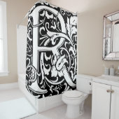 フローラモノグラムのアルファベットRクラシック文字 シャワーカーテン (インサイチュ)