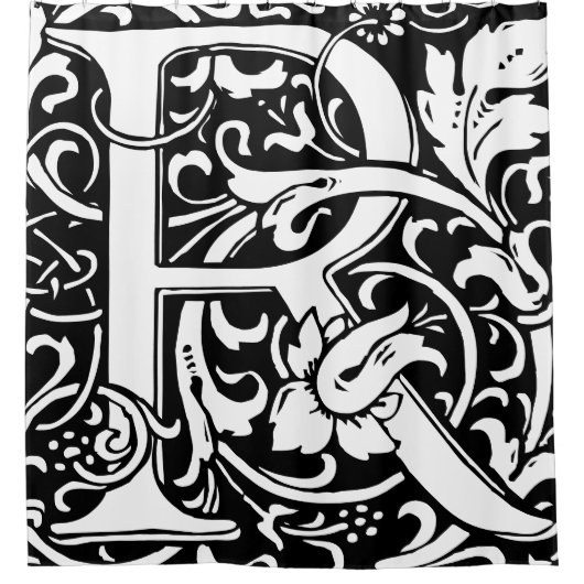 フローラモノグラムのアルファベットRクラシック文字 シャワーカーテン (正面)