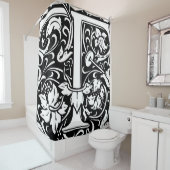 フローラモノグラムのアルファベットTクラシック文字 シャワーカーテン (インサイチュ)