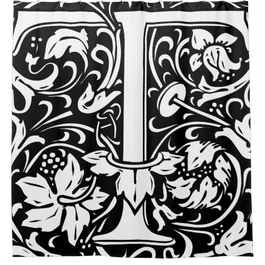 フローラモノグラムのアルファベットTクラシック文字 シャワーカーテン (正面)