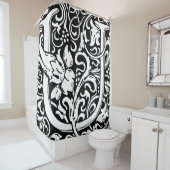 フローラモノグラムのアルファベットUクラシック文字 シャワーカーテン (インサイチュ)