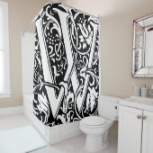 フローラモノグラムのアルファベットWクラシック文字 シャワーカーテン (インサイチュ)